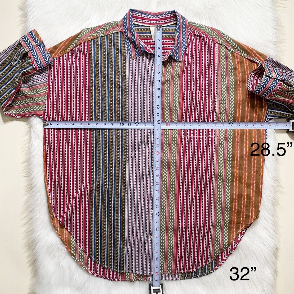 SOLD-Anthropologie Colorful Motif Printed Boho Oversized Buttondown Tunic - Picture 9 of 11